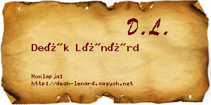 Deák Lénárd névjegykártya